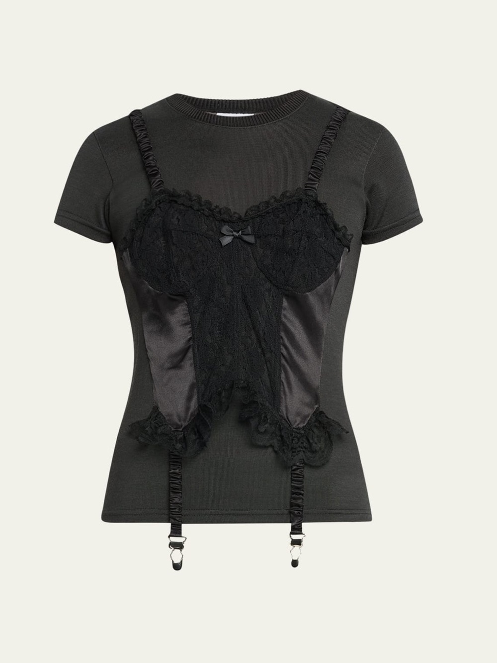 VAQUERA Ruffle Corset Overlay T-Shirt - Picture 2 of 7
